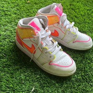 Nike White and Neon Athletic Shoes